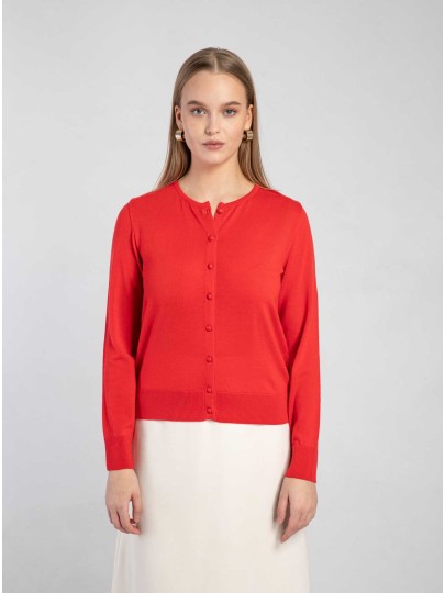 Red merino cardigan Sirpa