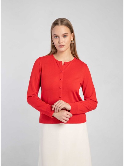 Red merino cardigan Sirpa