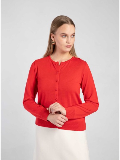 Red merino cardigan Sirpa