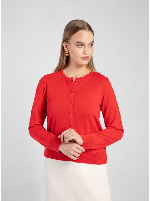 Red merino cardigan Sirpa
