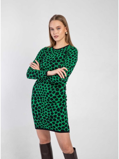 LOLA blue-green merino wool dress
