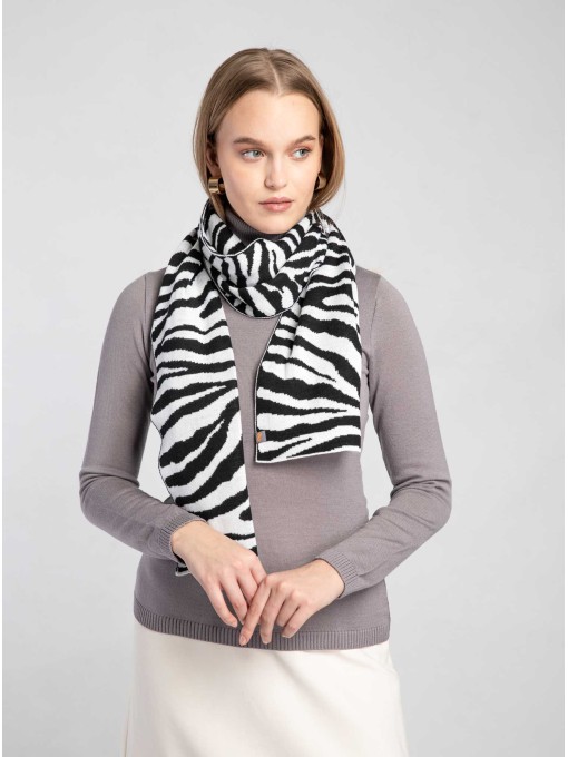 RINA zebra print merino wool scarf