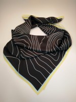 Scarf KJG, black with white and blue pattern