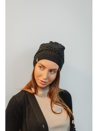 Ruut merino wool hat black